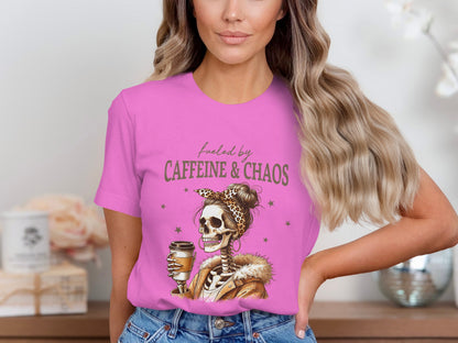 Fueled By Caffeine & Chaos Skeleton Shirt