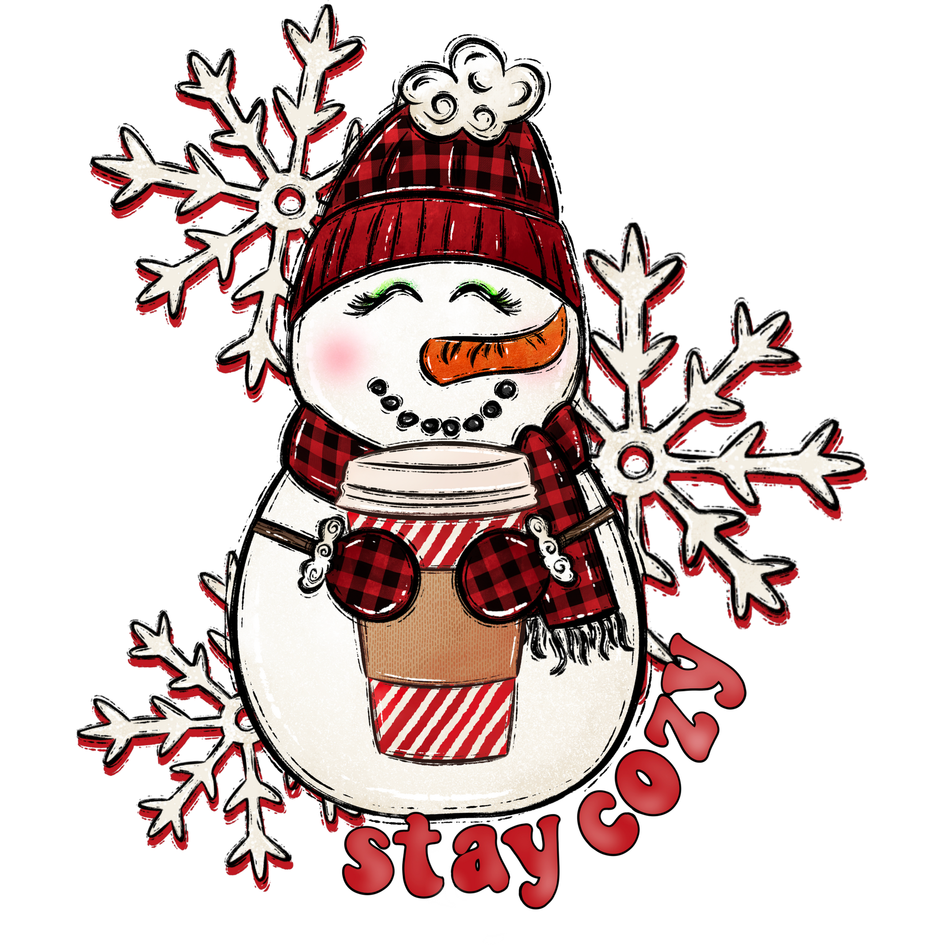 Stay Cozy Snowman With Coffee Winter Decor