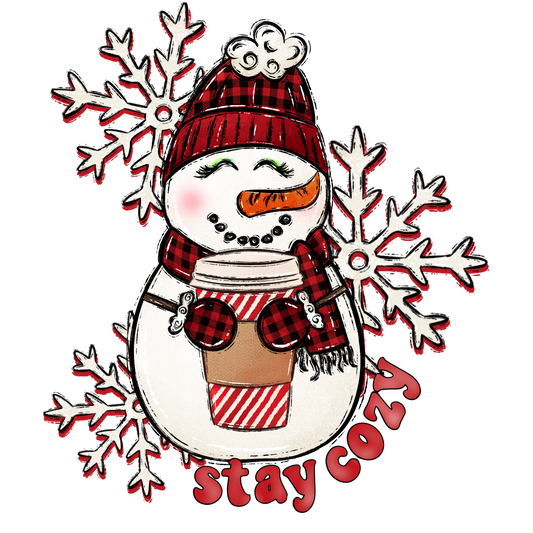 Stay Cozy Snowman With Coffee Winter Decor