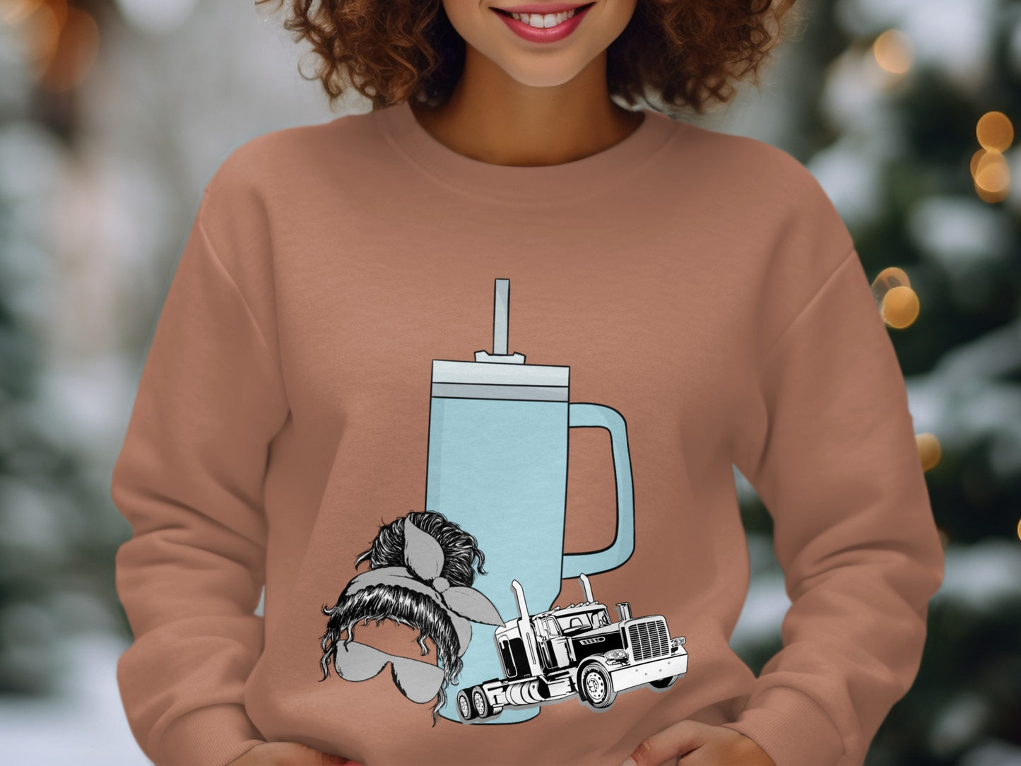 Cozy Sweatshirt with Unique Beverage and Truck Design