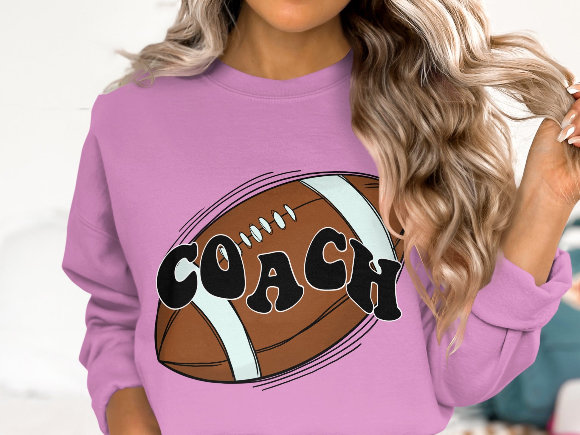 Cozy Lilac Coach Football Sweatshirt