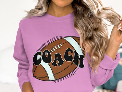 Cozy Lilac Coach Football Sweatshirt