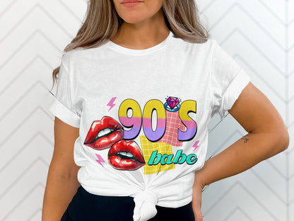 Nostalgic 90's Babe Graphic Tee Vibrant Print Shirt