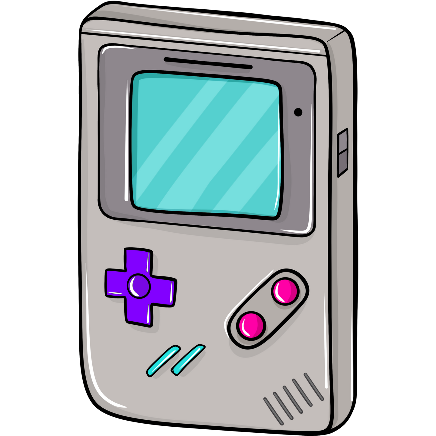 Retro Handheld Console with Purple Buttons