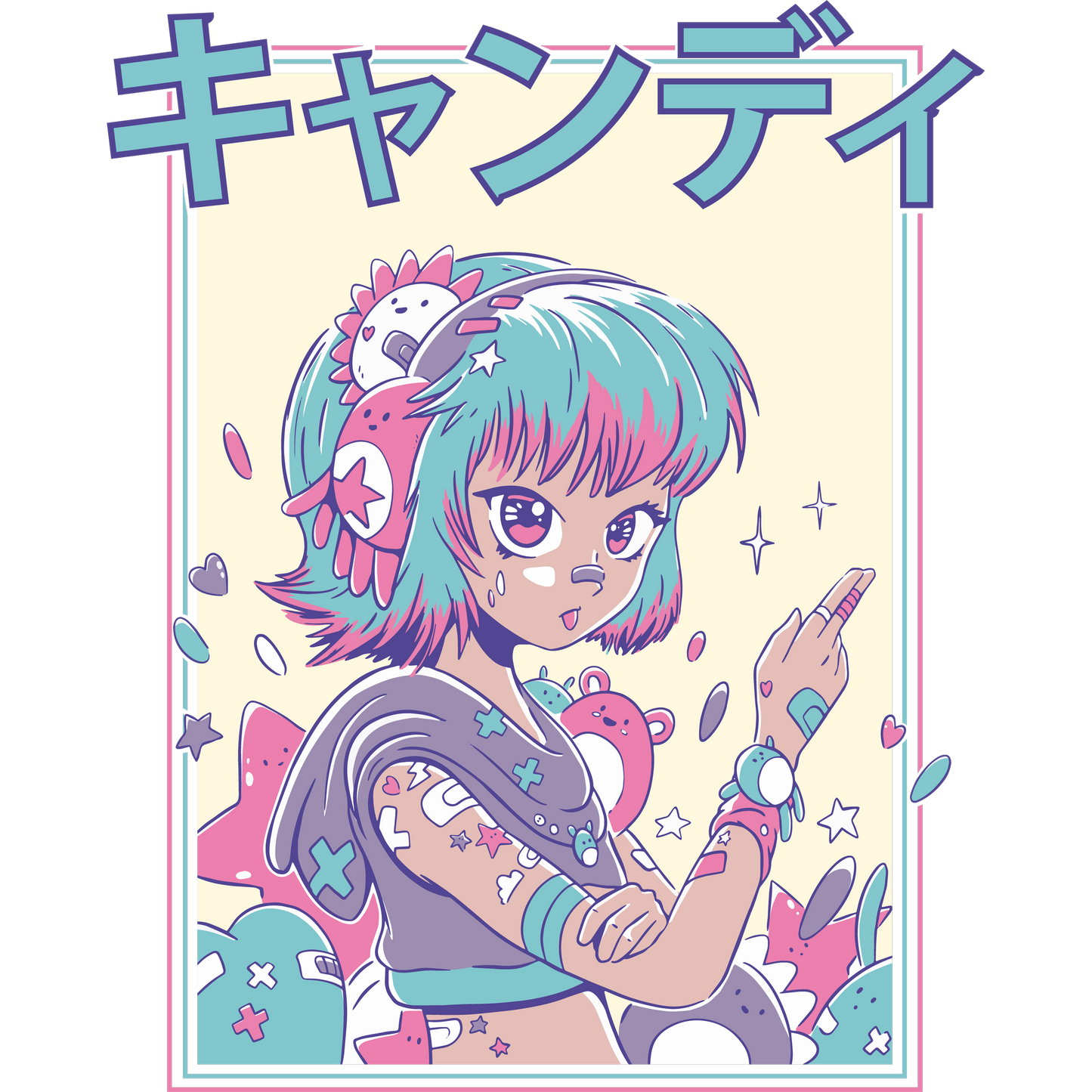 Japanese Anime Girl Graphic Detailed Artwork Poster