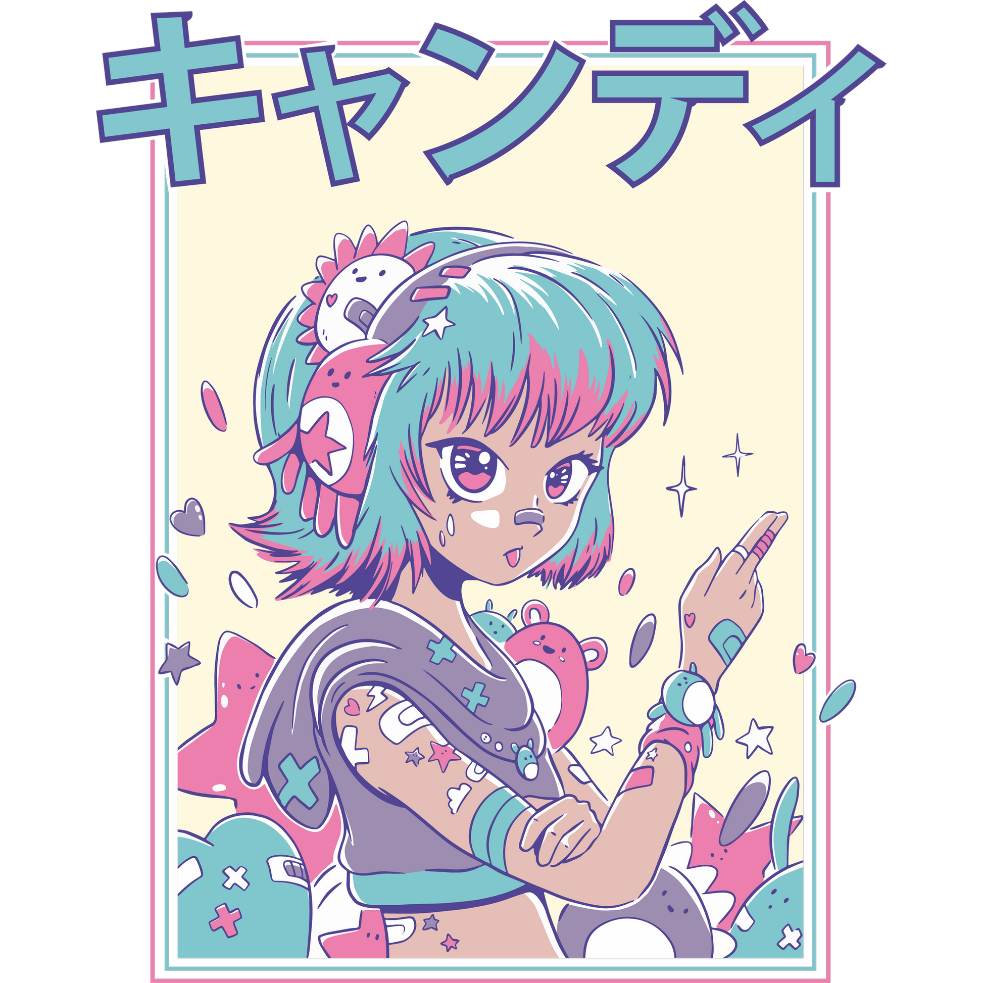Japanese Anime Girl Graphic Detailed Artwork Poster