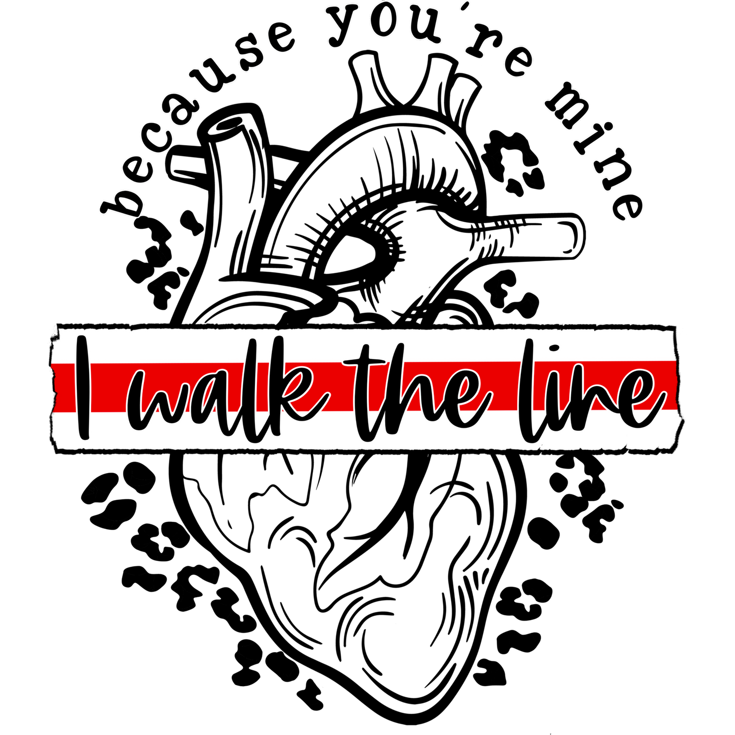 I Walk The Line Heart Design Graphic T-Shirt