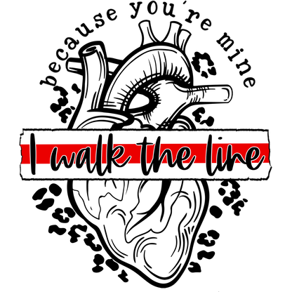 I Walk The Line Heart Design Graphic T-Shirt
