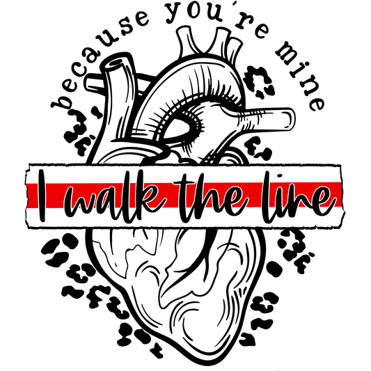 I Walk The Line Heart Design Graphic T-Shirt