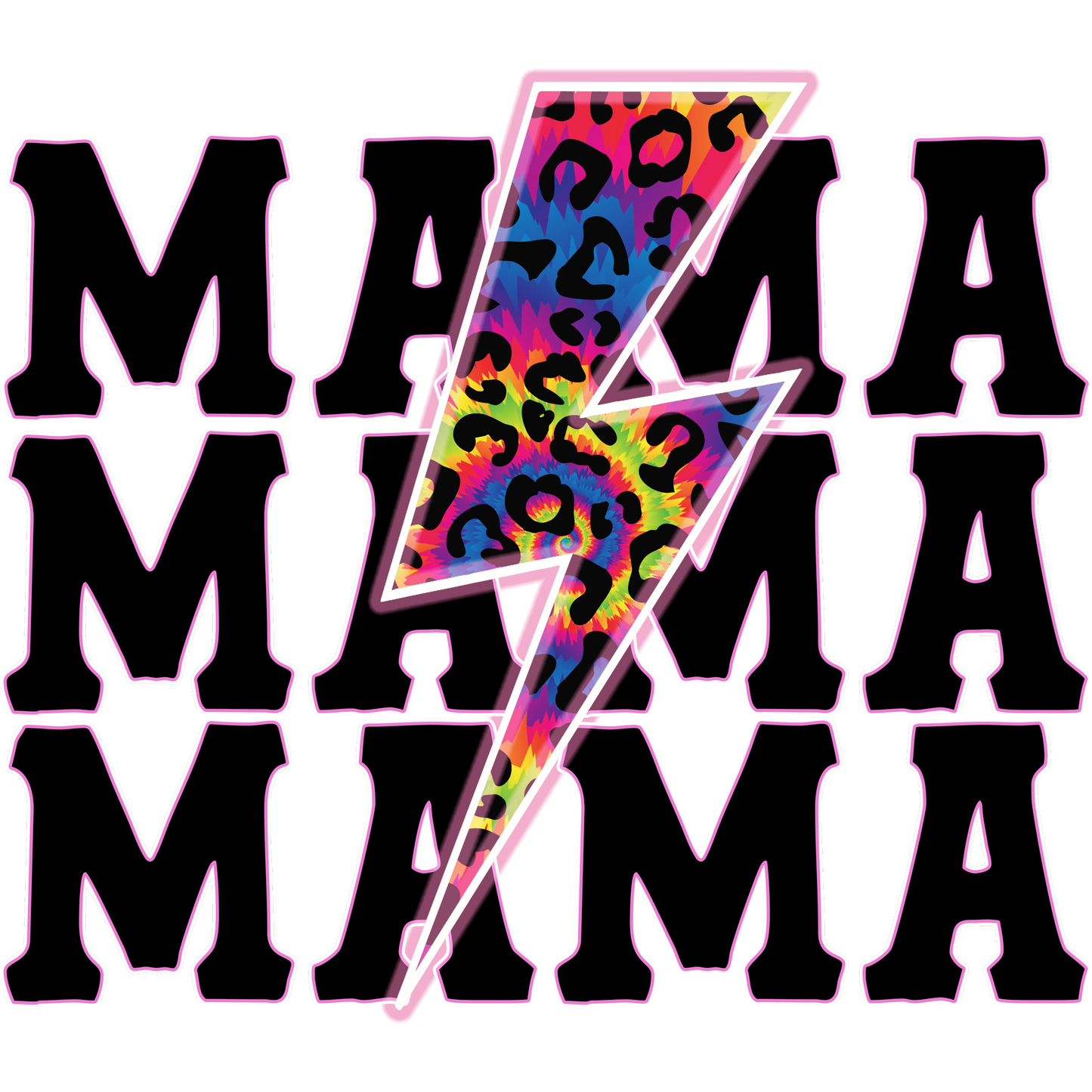 Colorful Leopard Print Lightning Bolt Mama Design