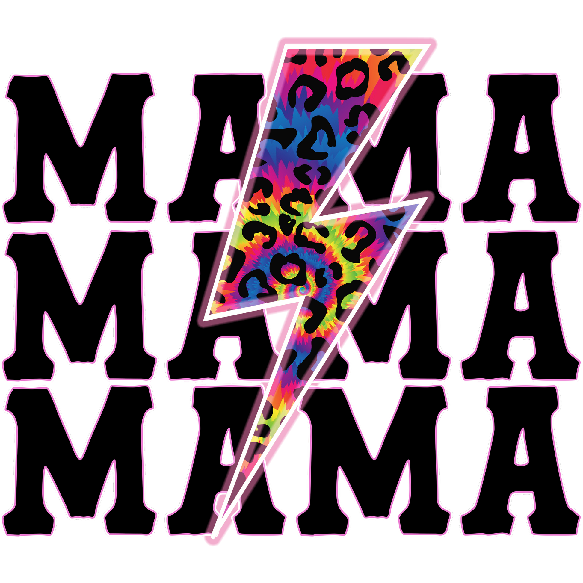 Colorful Leopard Print Lightning Bolt Mama Design