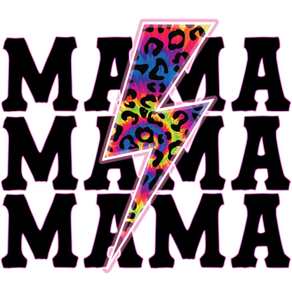 Colorful Leopard Print Lightning Bolt Mama Design