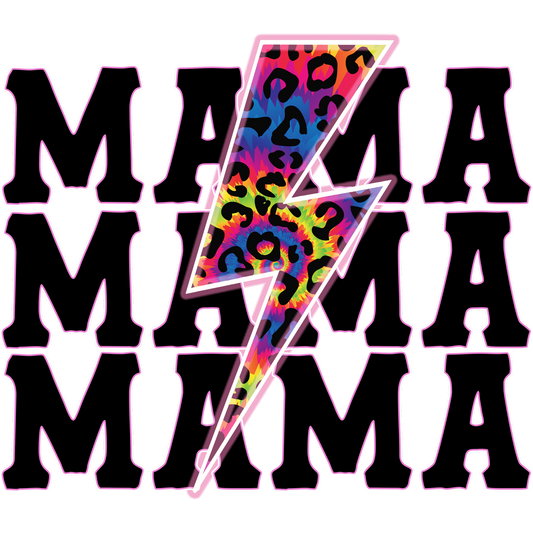 Colorful Leopard Print Lightning Bolt Mama Design