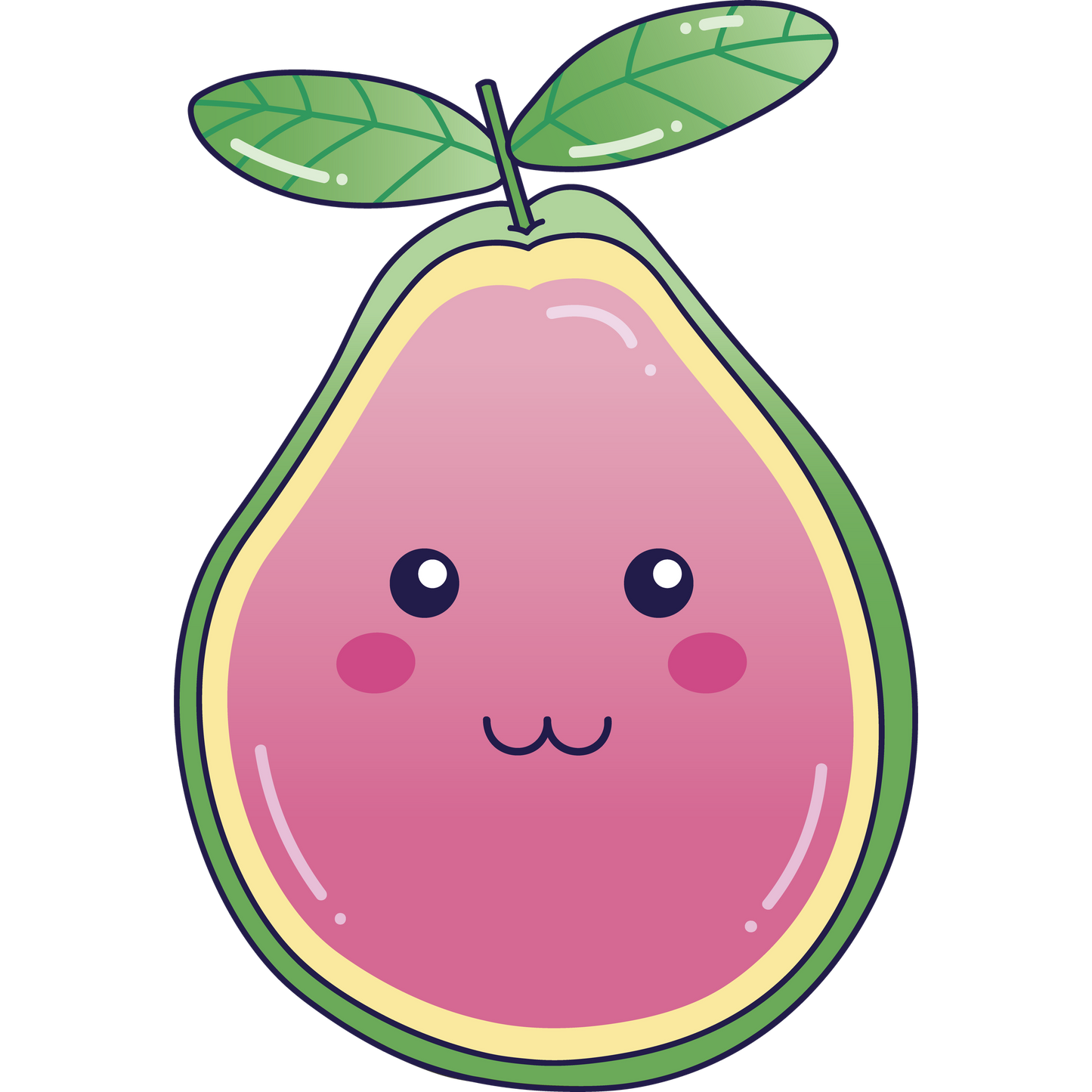 Cute Pink Smiling Fruit with Green Leaf product