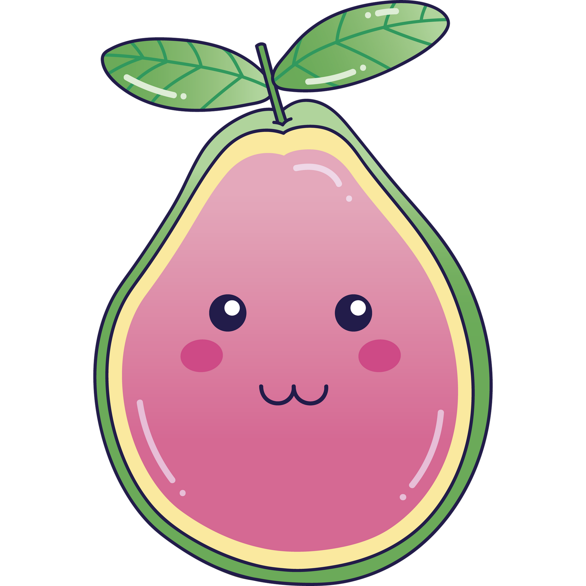 Cute Pink Smiling Fruit with Green Leaf product