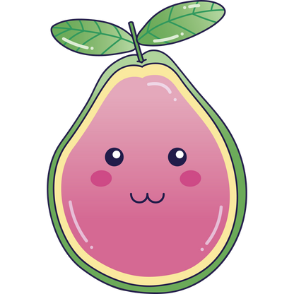 Cute Pink Smiling Fruit with Green Leaf product