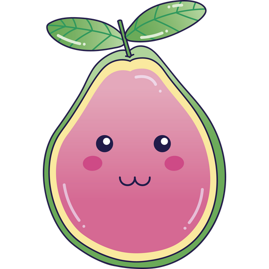 Cute Pink Smiling Fruit with Green Leaf product