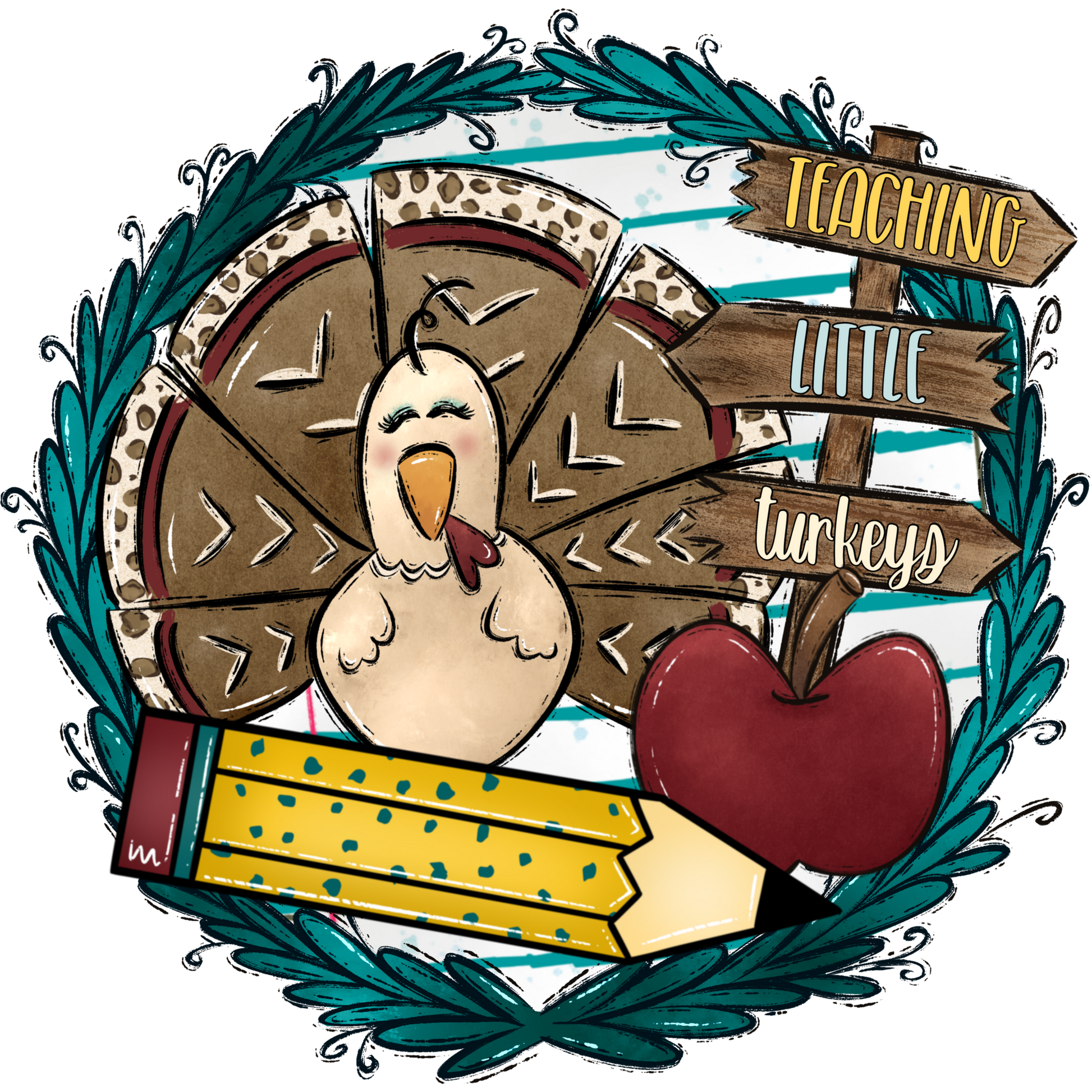 Teaching Little Turkeys Pencil and Apple Design