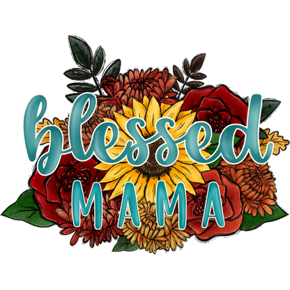 Blessed Mama Floral Bouquet Graphic Design