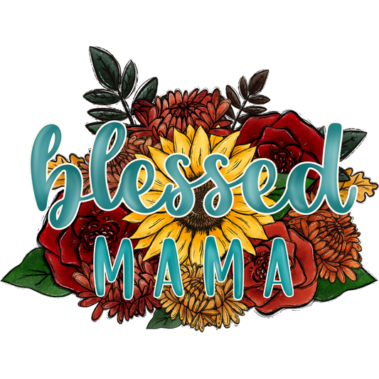 Blessed Mama Floral Bouquet Graphic Design