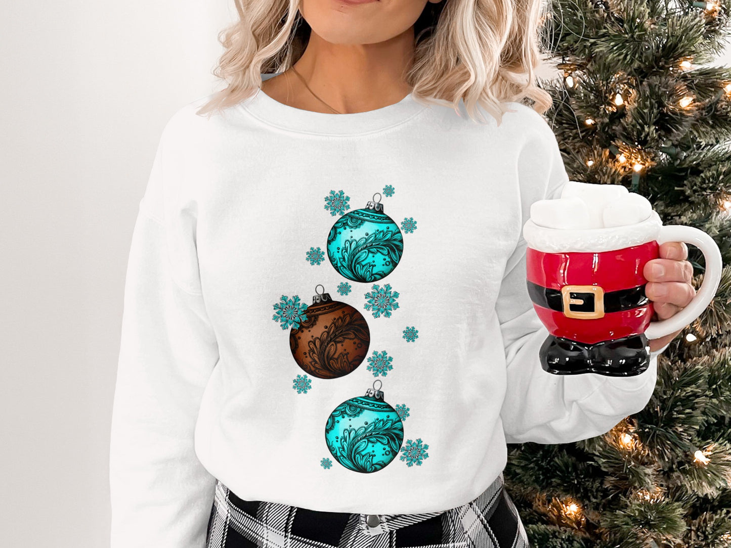 Christmas Ornaments and Snowflakes Sweatshirt