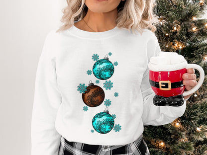 Christmas Ornaments and Snowflakes Sweatshirt