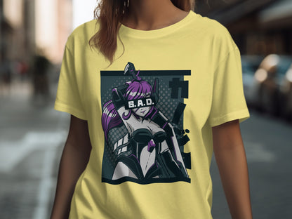 S.A.D. Robot Anime Character Yellow T-shirt