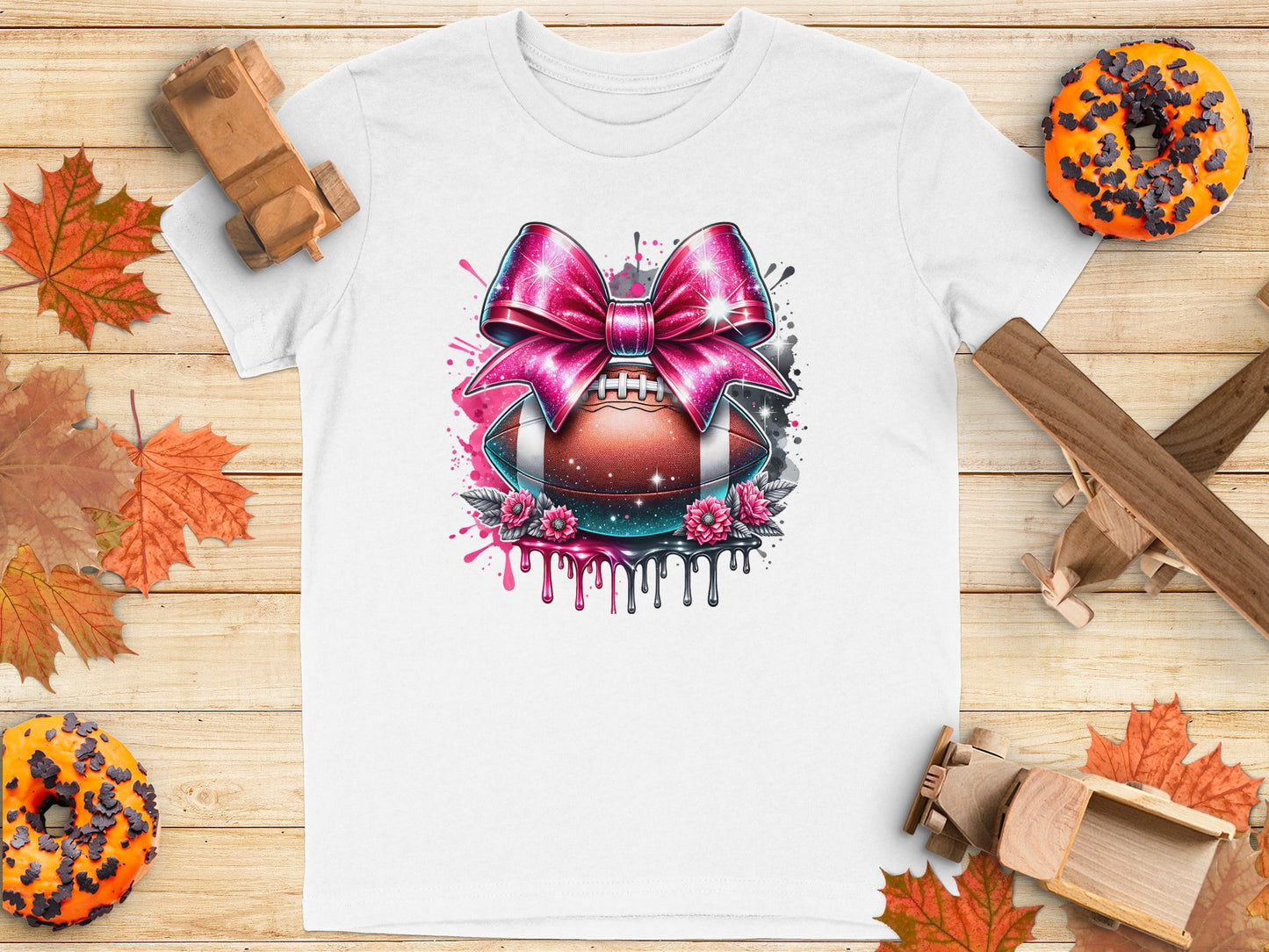 Pink Bow Football Graphic Shirt product