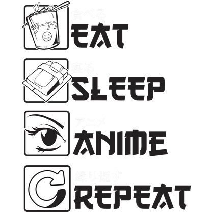 Eat Sleep Anime Repeat Graphic Design Shirt