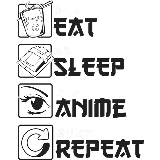 Eat Sleep Anime Repeat Graphic Design Shirt