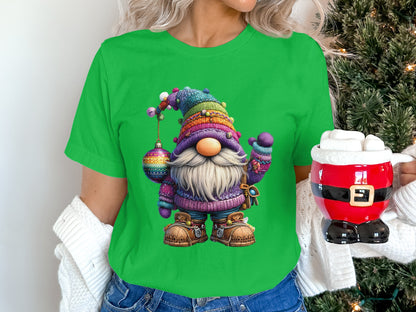 Colorful Holiday Gnome with Santa Mug Shirt