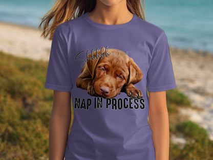 Cute Puppy Shhhhh Nap In Process T-shirt Product
