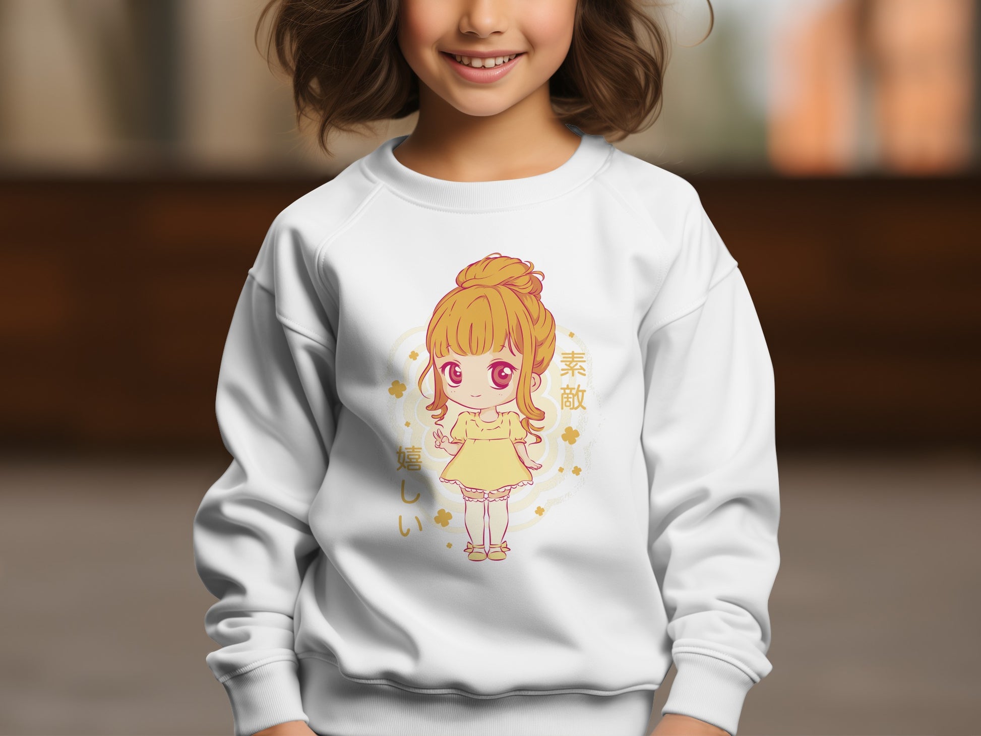 Cute Anime Girl Print White Sweatshirt Product