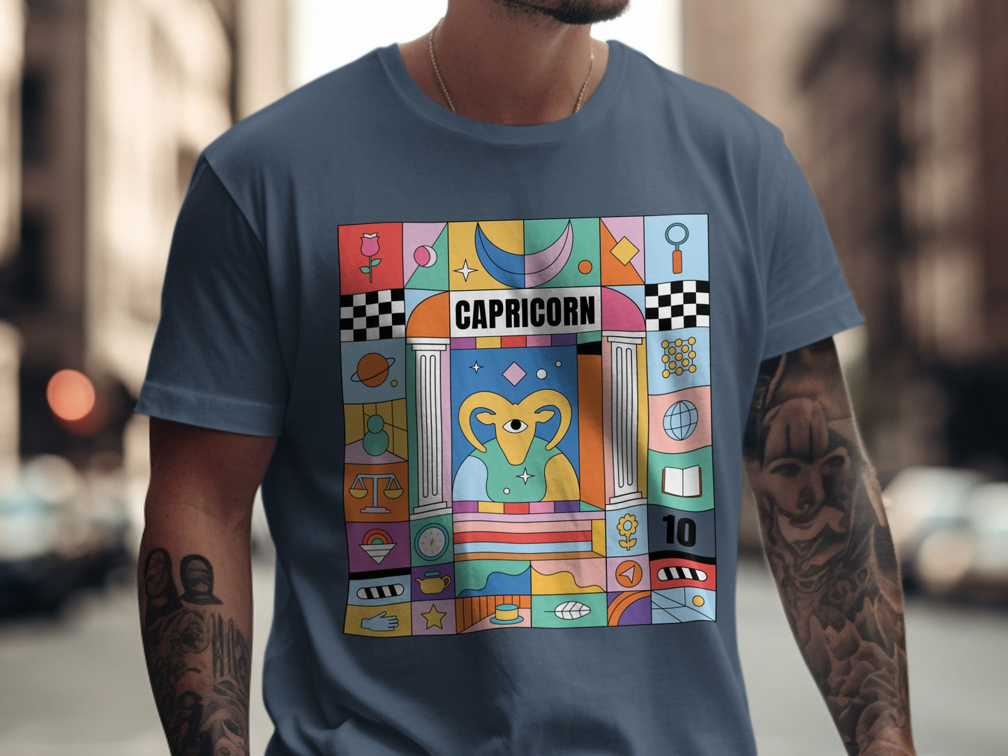 Capricorn Zodiac Theme Illustration T-shirt
