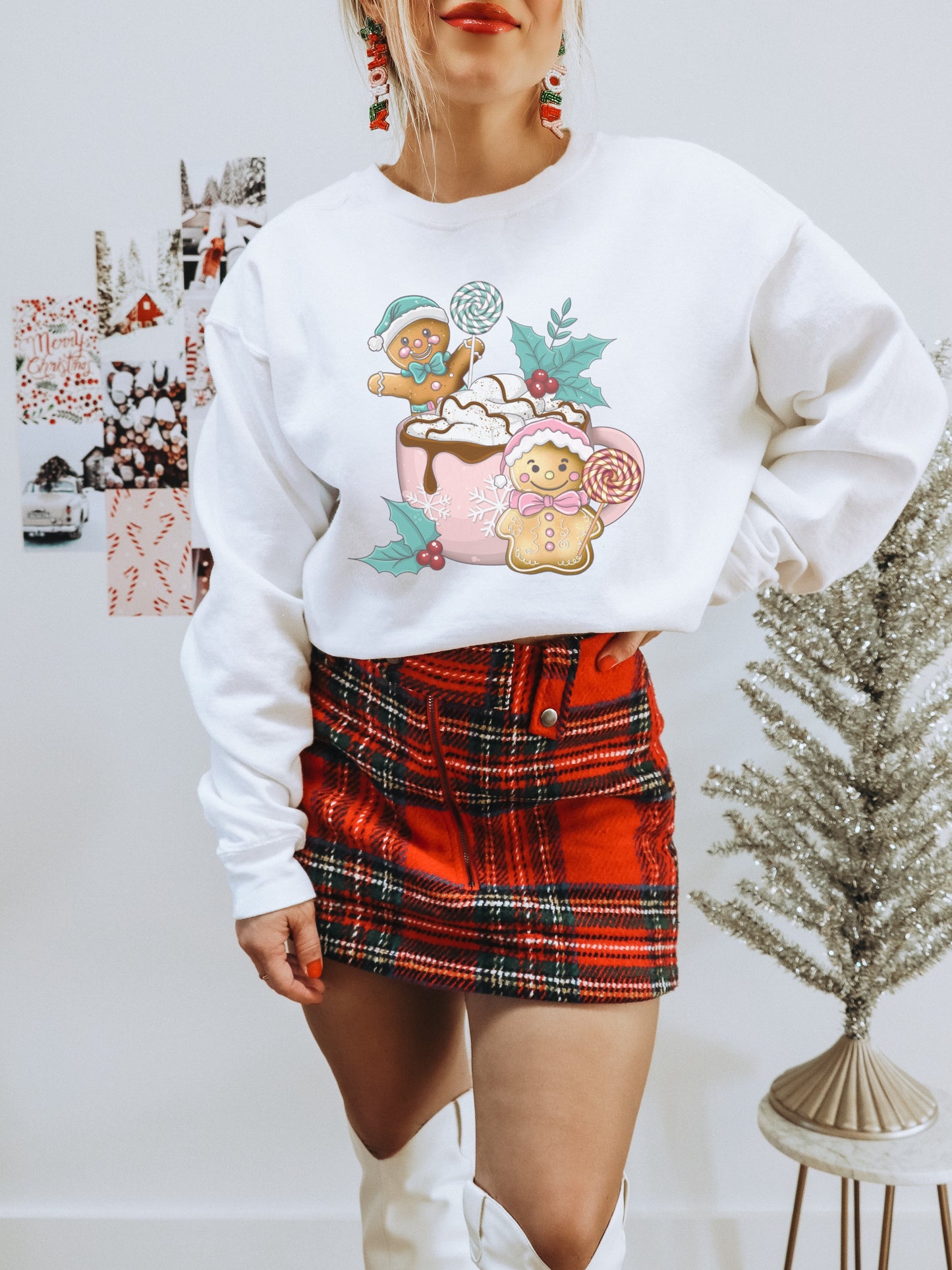 Festive Gingerbread Printed Long Sleeve Sweatshirt