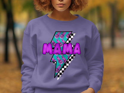 Purple Mama Lightning Bolt Print Sweatshirt