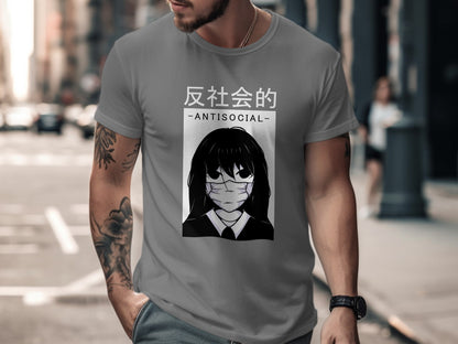 Antisocial Graphic Tee Featuring Anime Character Artwork