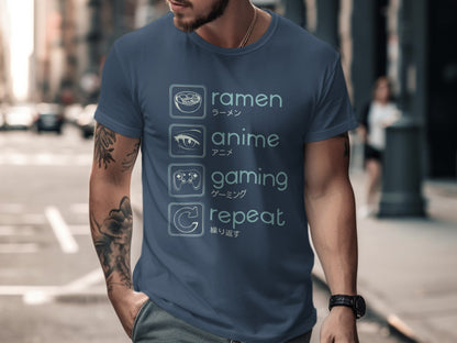 Ramen Anime Gaming Repeat Graphic T-Shirt