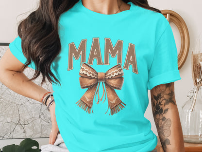 Stylish MAMA Graphic with Bow Casual Wear Tee