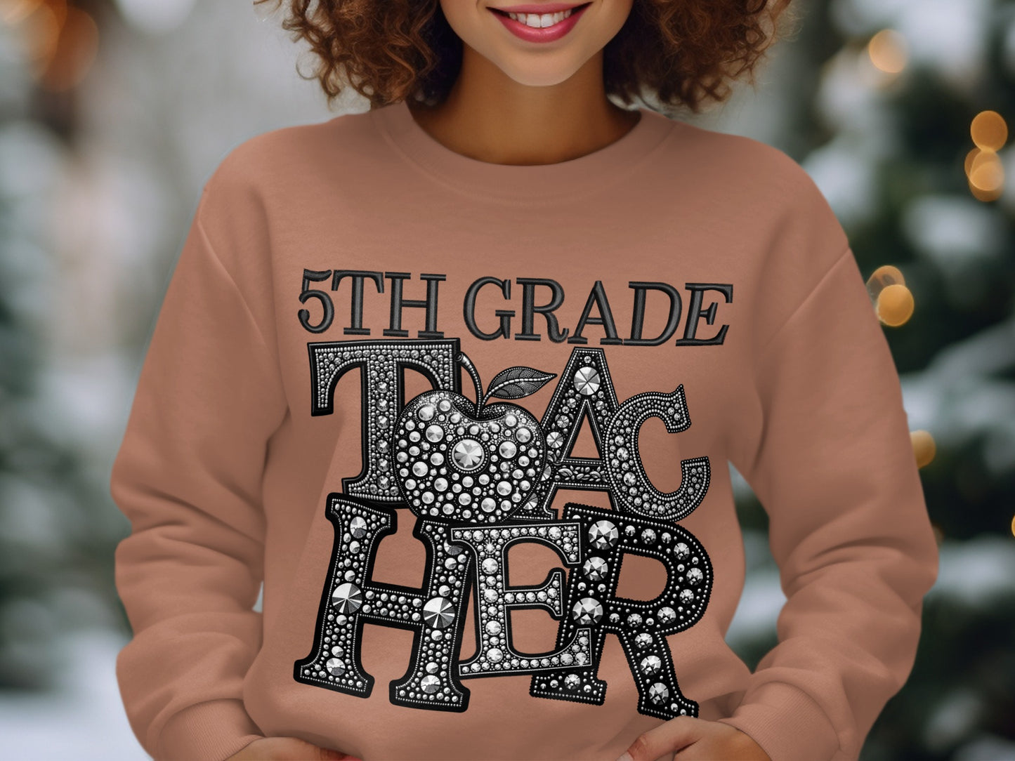 5th Grade Teacher Sweatshirt With Stylish Apple Design