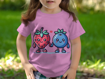Cute Strawberry and Blueberry Characters Kids T-shirt