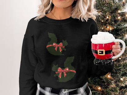 Festive Squirrel Design Long-Sleeve Holiday Sweatshirt