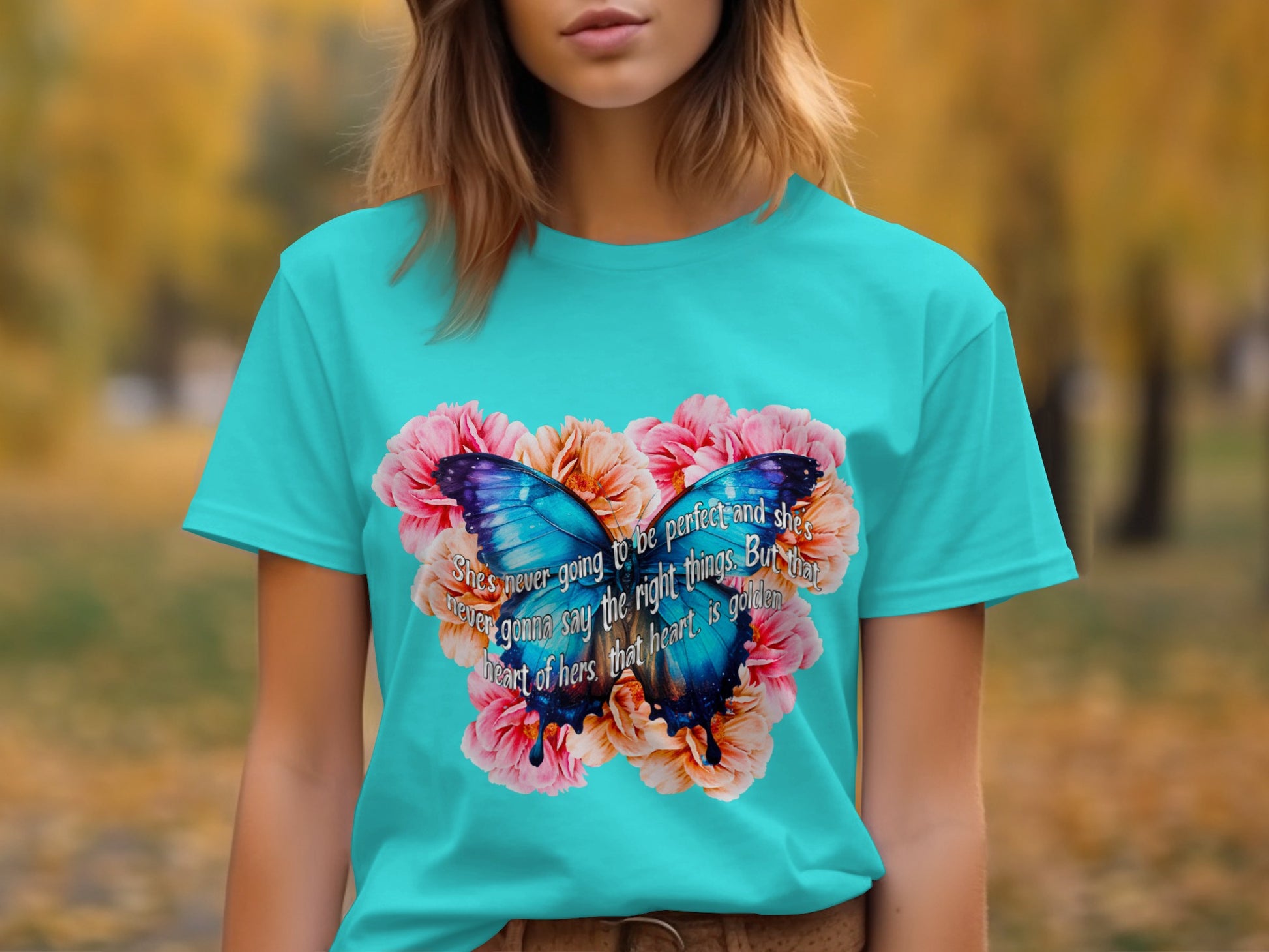 Butterfly and Flowers Graphic T-Shirt for Casual Days