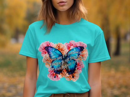 Butterfly and Flowers Graphic T-Shirt for Casual Days
