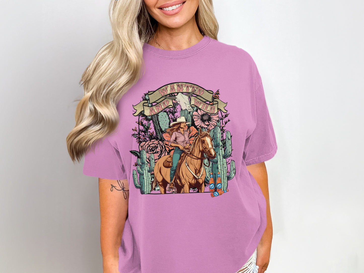 Western Cowgirl Riding Horse Graphic Tee