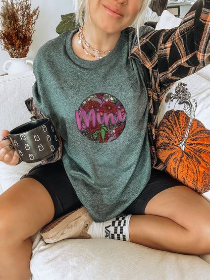 Cute Floral Mini Shirt with Fall Pumpkin Design Shirt
