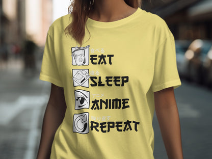 Eat Sleep Anime Repeat Design T-shirt