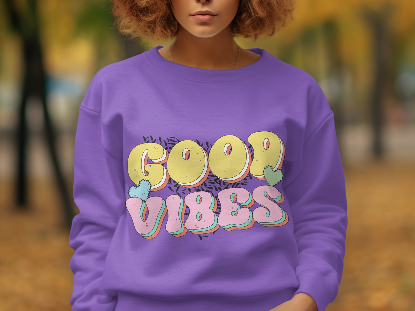 Good Vibes Graphic Sweatshirt with Bold Design