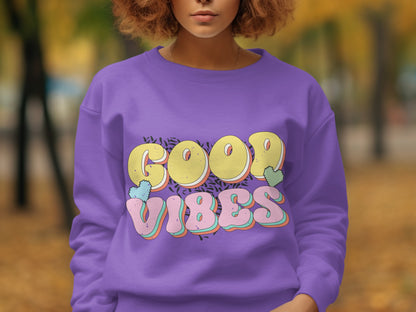 Good Vibes Graphic Sweatshirt with Bold Design