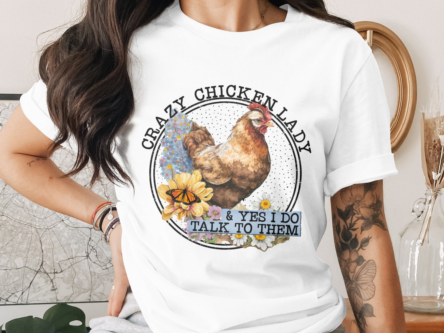 Crazy Chicken Lady Talk To Them Graphic T-shirt